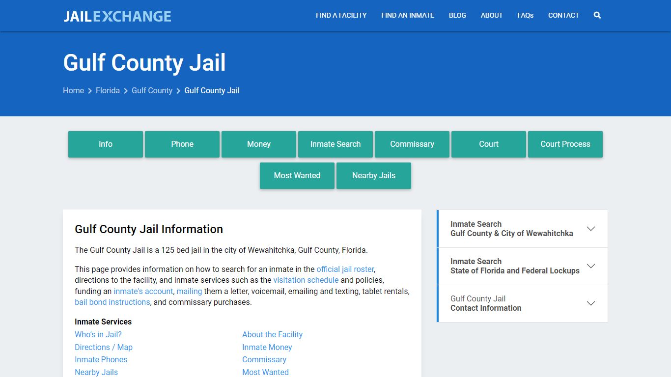 Gulf County Jail, FL Inmate Search, Information